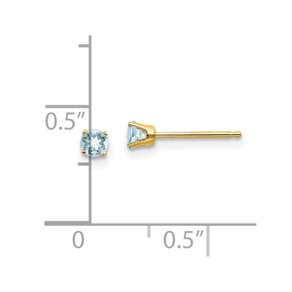 14k 3mm March/Aquamarine Post Earrings