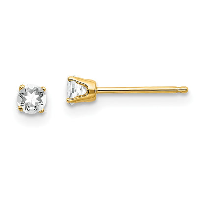 14k 3mm April/ White Topaz Post Earrings