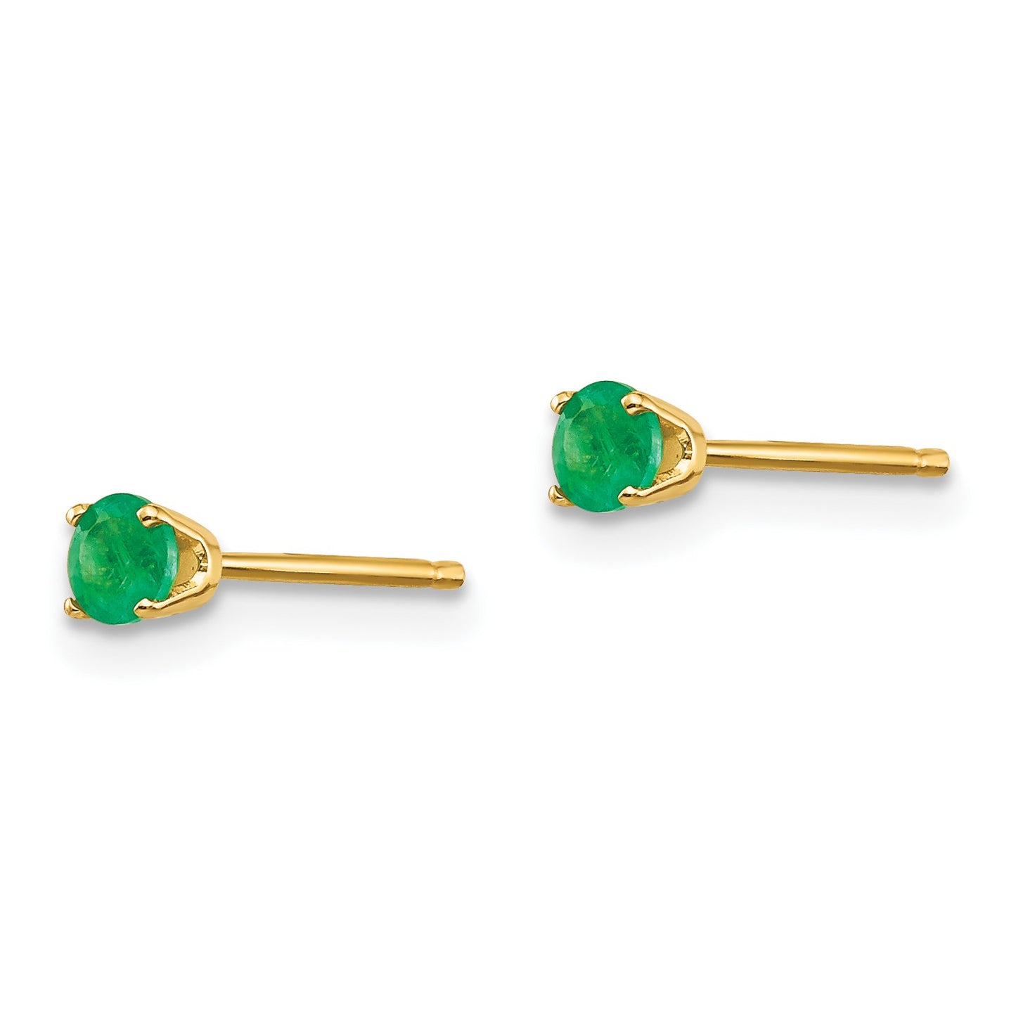 14k 3mm Round May/Emerald Post Earrings