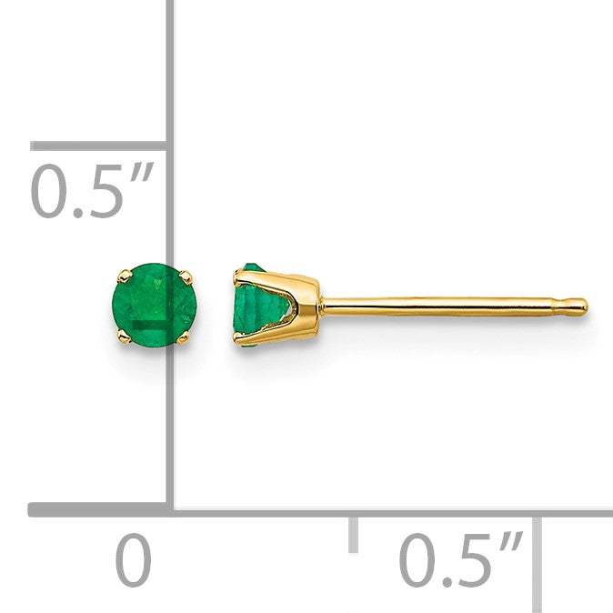 14k 3mm Round May/Emerald Post Earrings