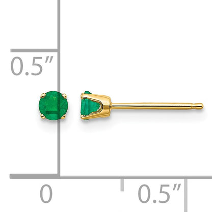 14k 3mm Round May/Emerald Post Earrings