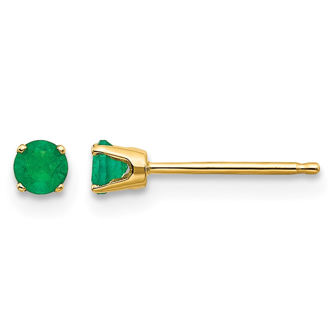 14k 3mm Round May/Emerald Post Earrings