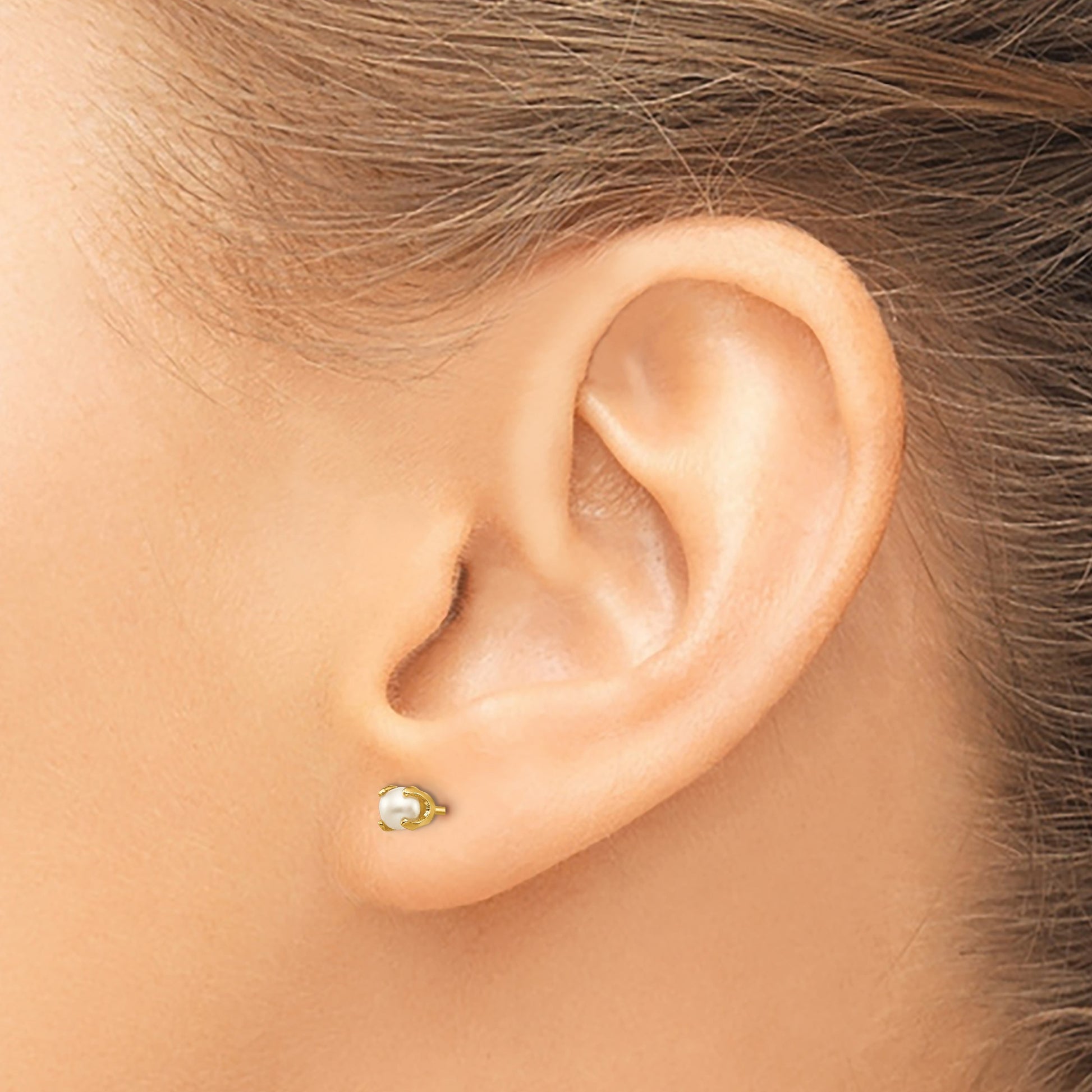 14k 3mm Round June/Freshwater Cultured Pearl Post Earrings