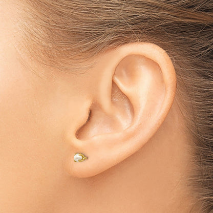 14k 3mm Round June/Freshwater Cultured Pearl Post Earrings