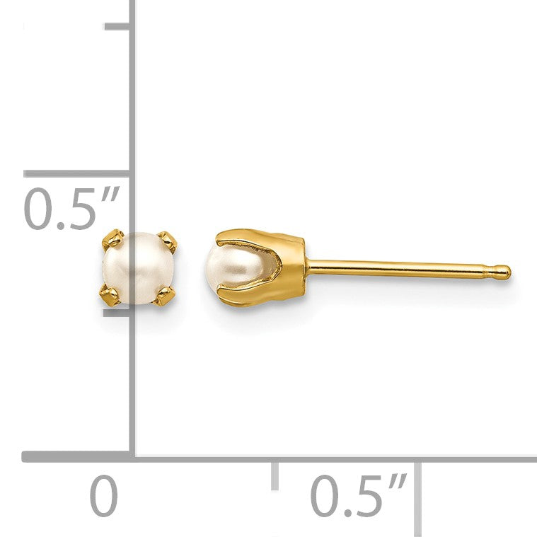 14k 3mm Round June/Freshwater Cultured Pearl Post Earrings