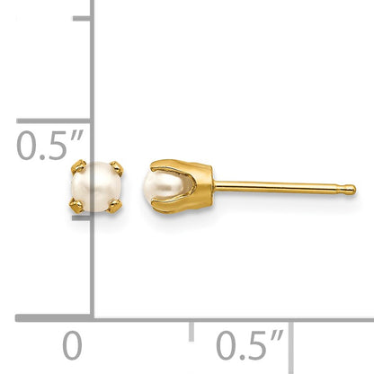 14k 3mm Round June/Freshwater Cultured Pearl Post Earrings