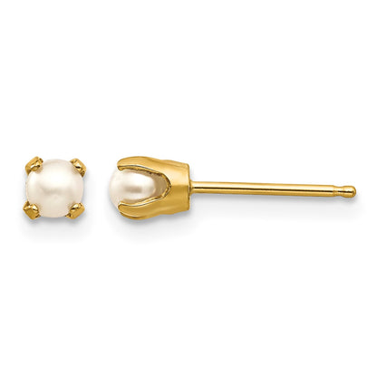 14k 3mm Round June/Freshwater Cultured Pearl Post Earrings