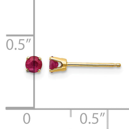 14k 3mm Round July/Ruby Post Earrings