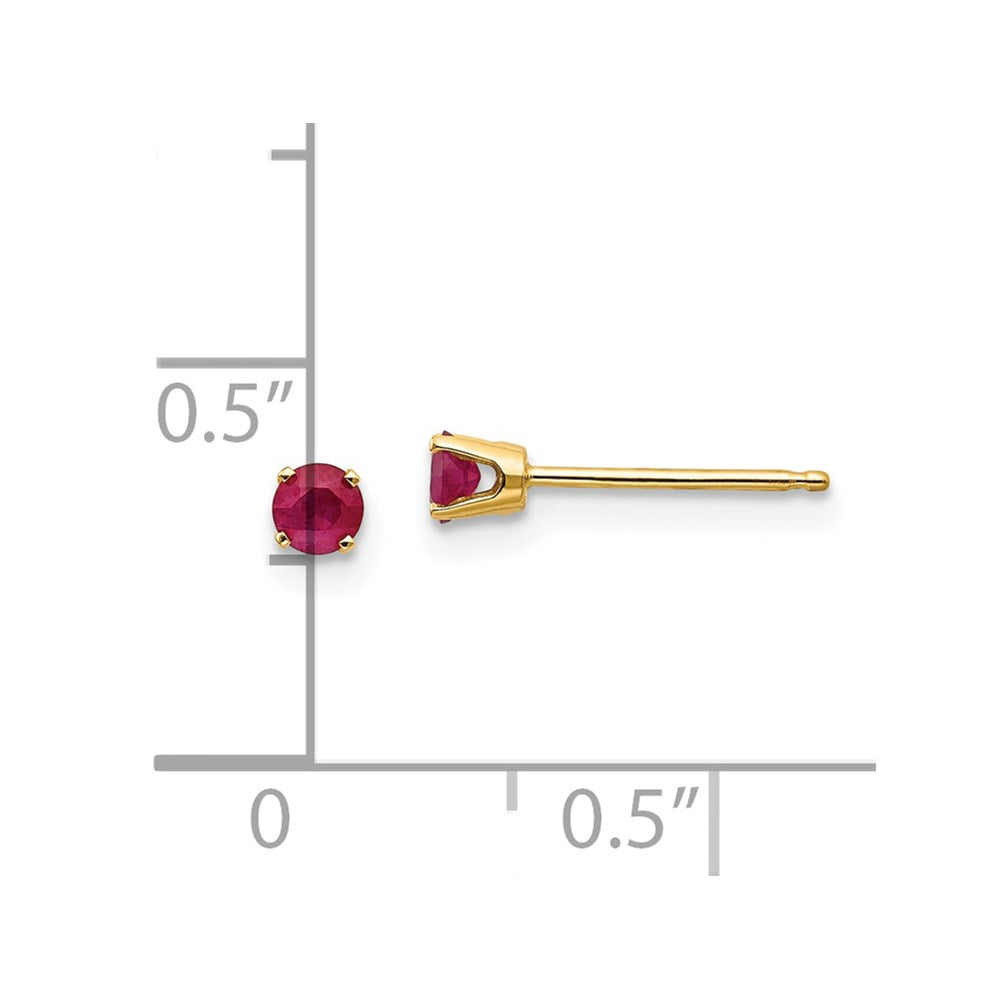 14k 3mm July/Ruby Post Earrings