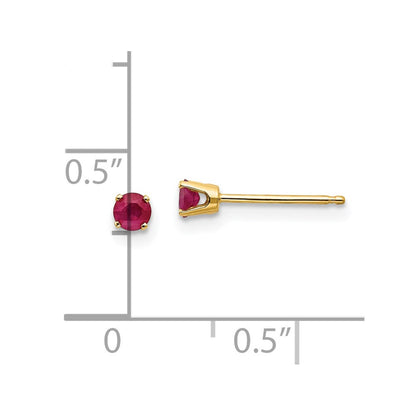 14k 3mm July/Ruby Post Earrings