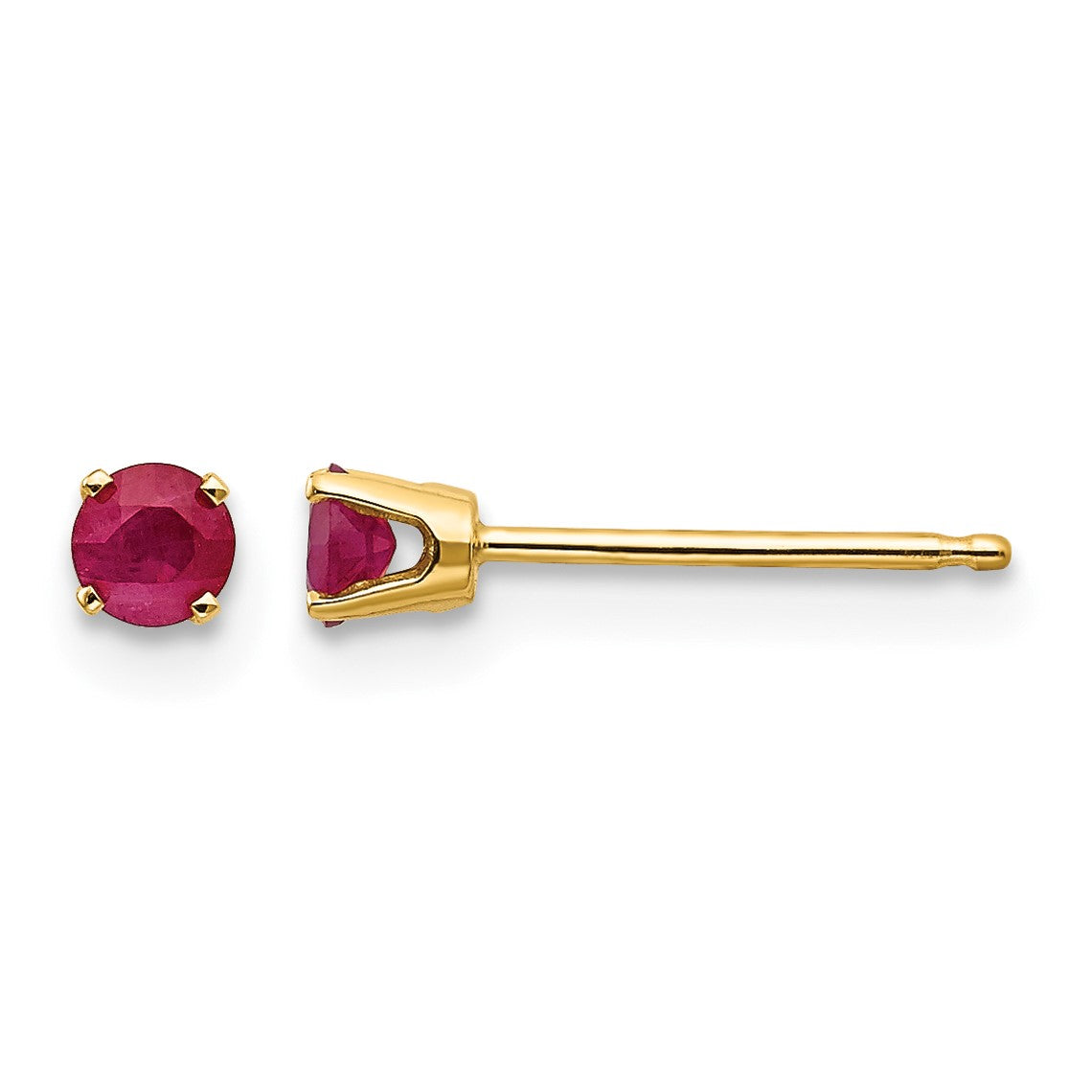 14k 3mm Round July/Ruby Post Earrings