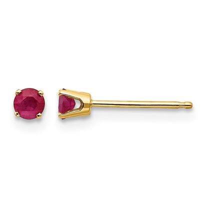 14k 3mm Round July/Ruby Post Earrings