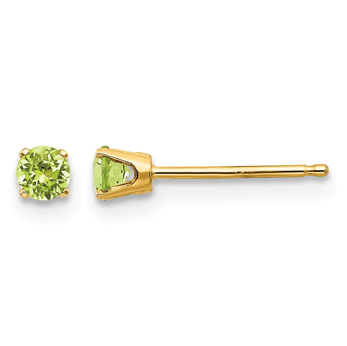 14k 3mm Round August/Peridot Post Earrings