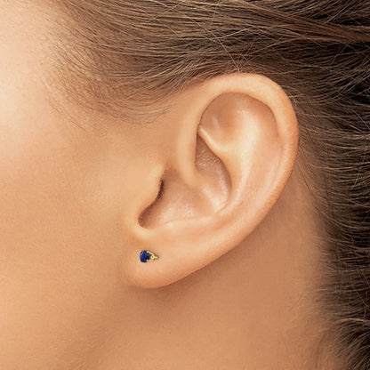 14k 3mm September/Sapphire Post Earrings