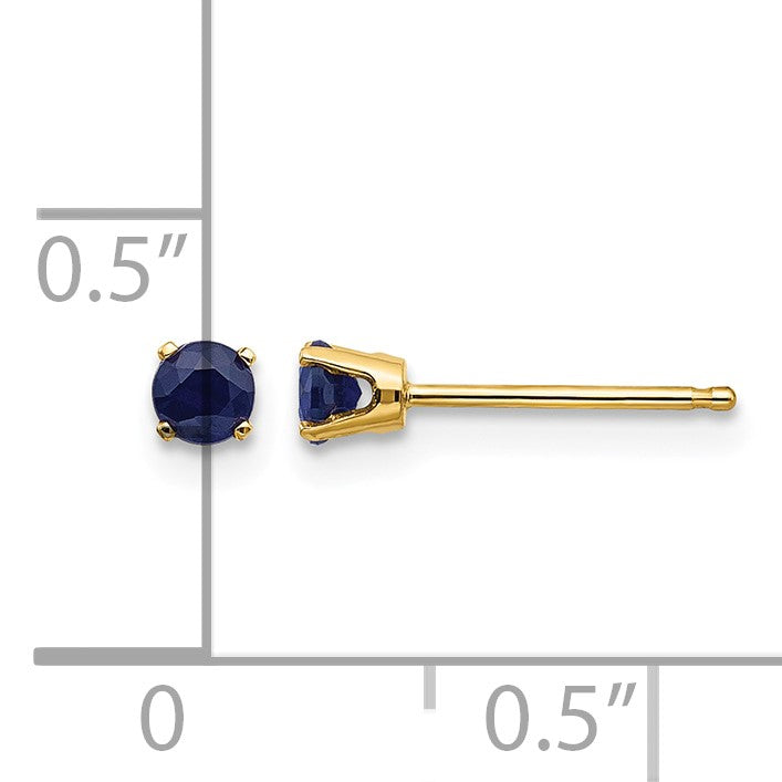 14k 3mm Round September/Sapphire Post Earrings
