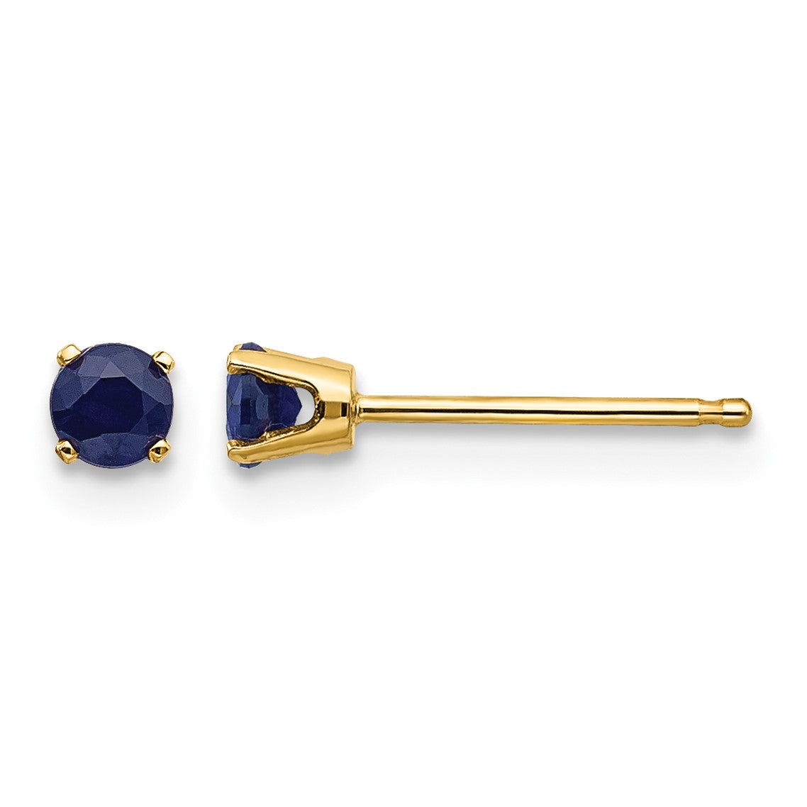 14k 3mm Round September/Sapphire Post Earrings