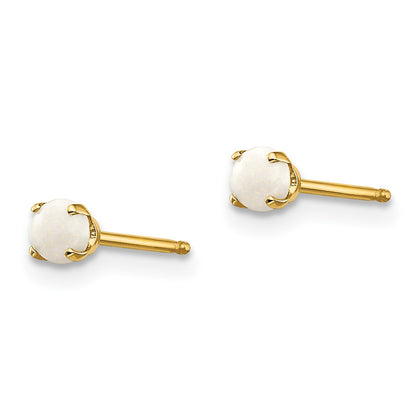 14k 3mm Round October/Opal Post Earrings