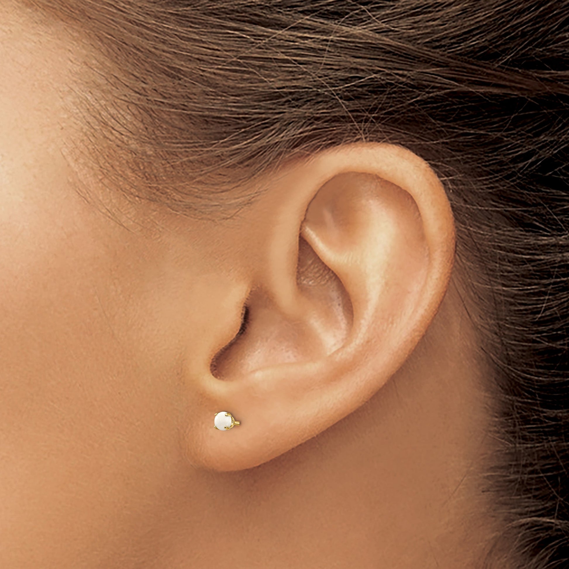 14k 3mm Round October/Opal Post Earrings