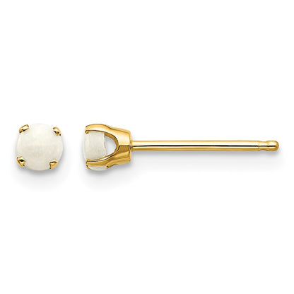 14k 3mm Round October/Opal Post Earrings