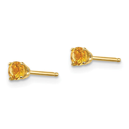 14k 3mm November/Citrine Post Earrings