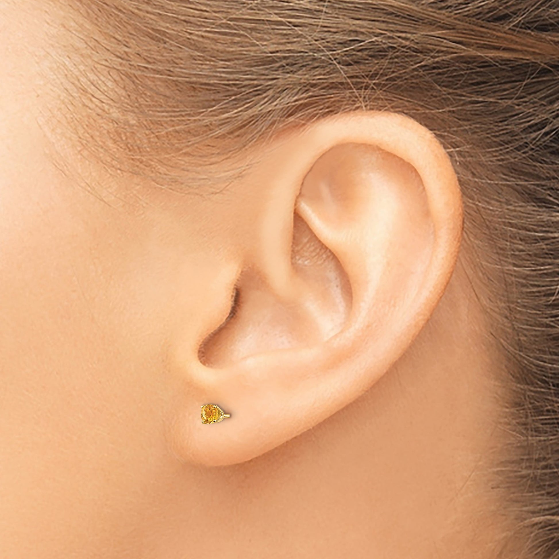 14k 3mm Round November/Citrine Post Earrings