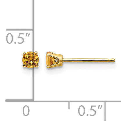 14k 3mm Round November/Citrine Post Earrings