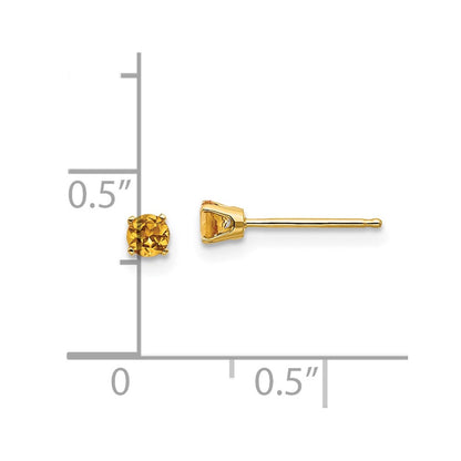 14k 3mm November/Citrine Post Earrings