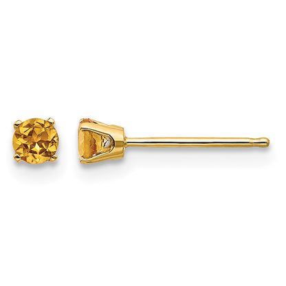 14k 3mm Round November/Citrine Post Earrings