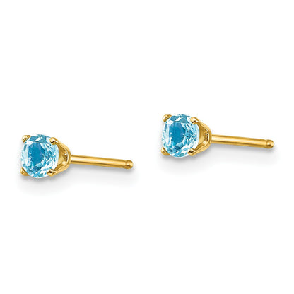 14k 3mm Round December/Blue Topaz Post Earrings