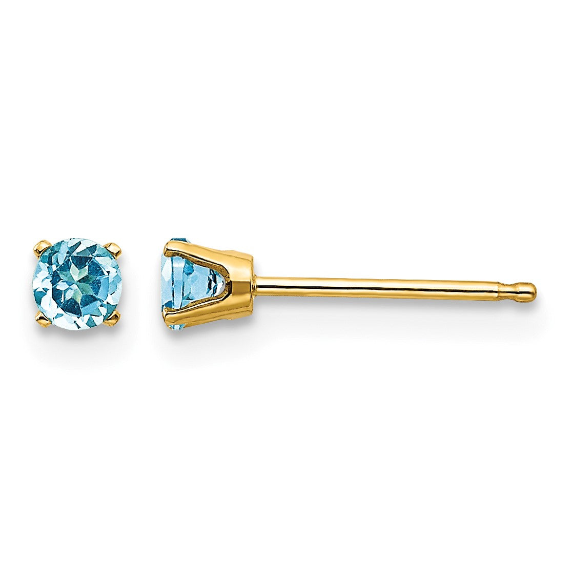 14k 3mm Round December/Blue Topaz Post Earrings