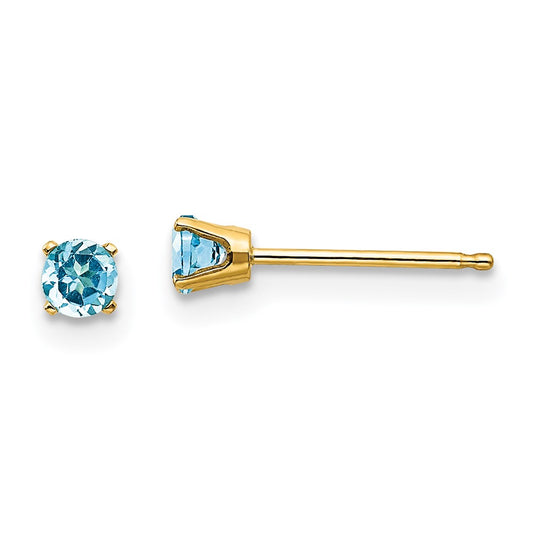 14k 3mm December/Blue Topaz Post Earrings