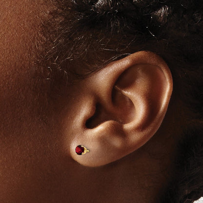 14k 4mm Round January/Garnet Post Earrings