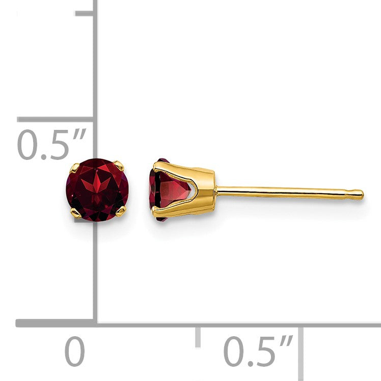 14k 4mm Round January/Garnet Post Earrings