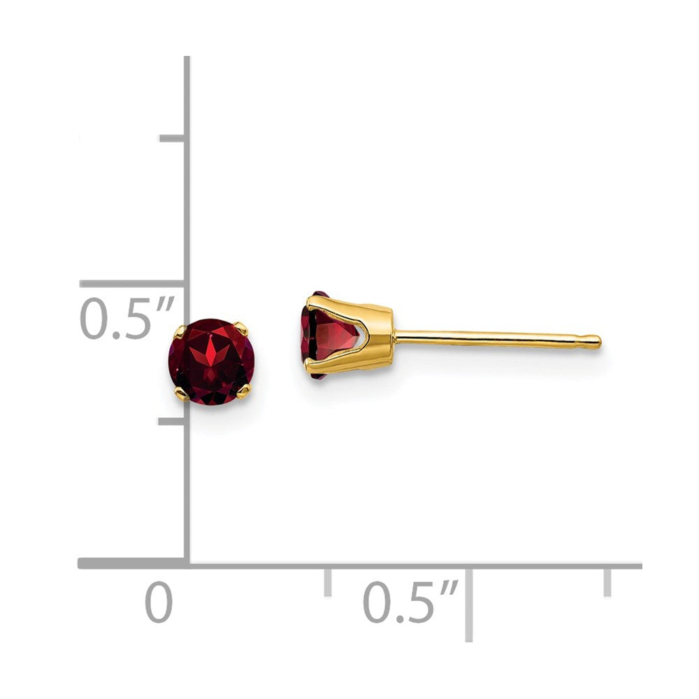 14k 4mm Round January/Garnet Post Earrings