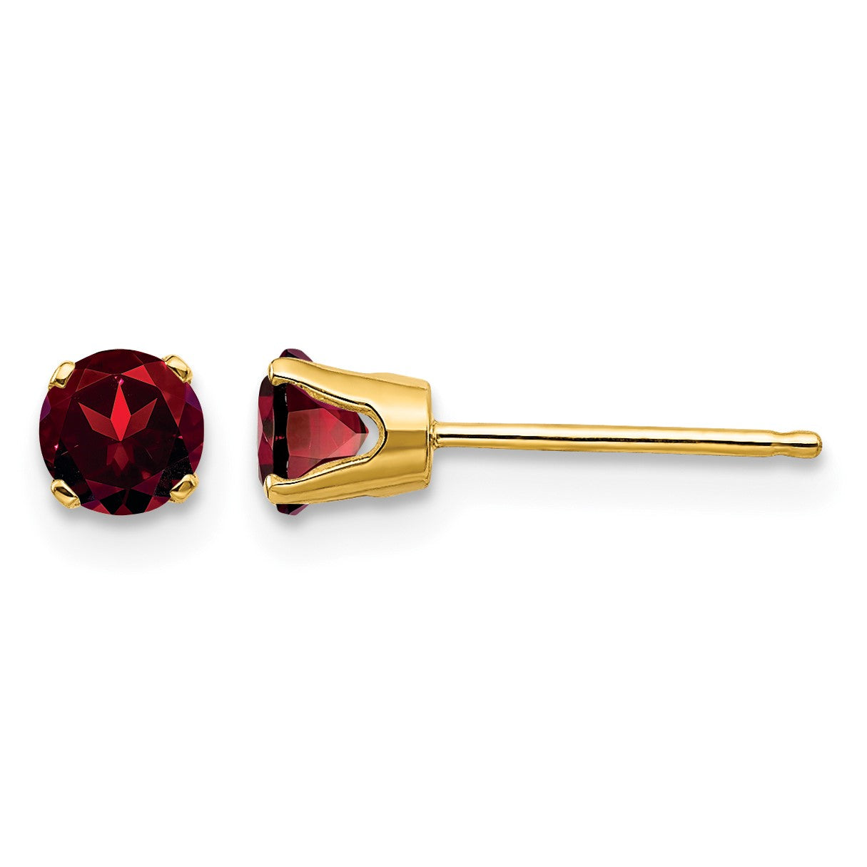 14k 4mm Round January/Garnet Post Earrings