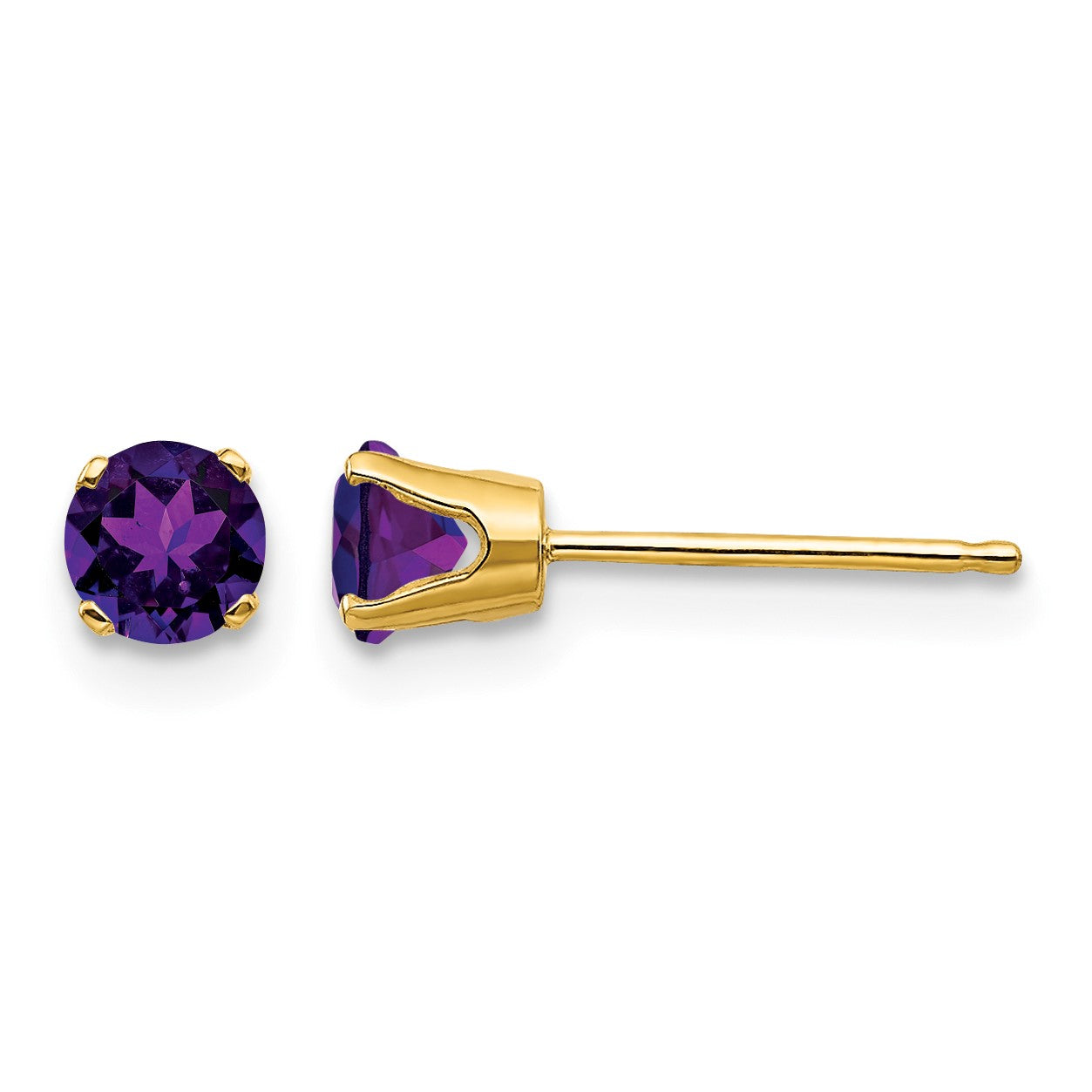 14k 4mm Round February/Amethyst Post Earrings