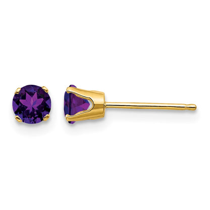 14k 4mm Round February/Amethyst Post Earrings