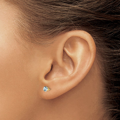 14k 4mm Round March/Aquamarine Post Earrings