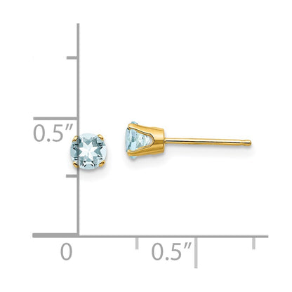 14k 4mm March/Aquamarine Post Earrings