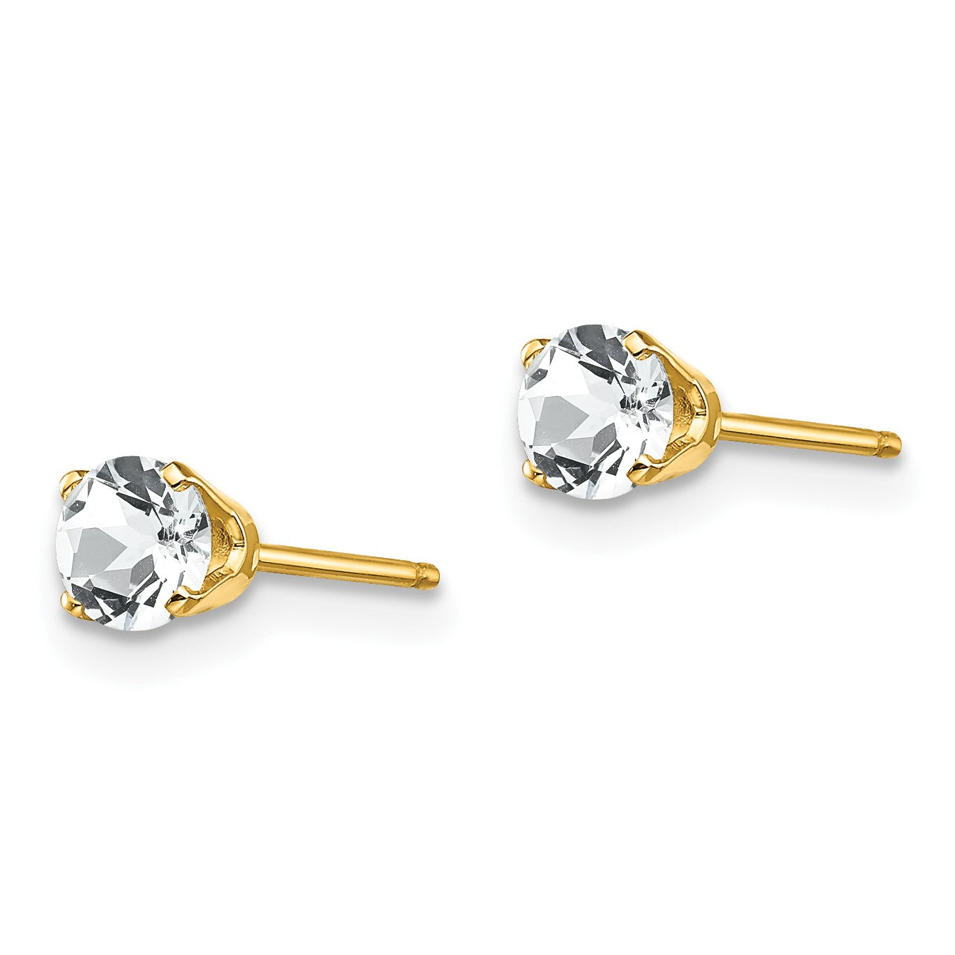14k 4mm Round April/White Topaz Post Earrings