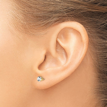 14k 4mm Round April/White Topaz Post Earrings