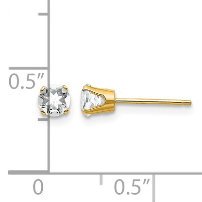 14k 4mm Round April/White Topaz Post Earrings