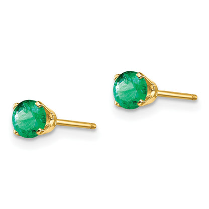 14k 4mm Round May/Emerald Post Earrings