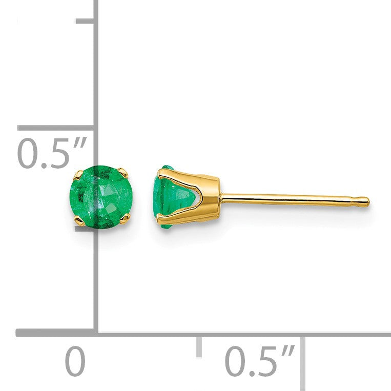 14k 4mm Round May/Emerald Post Earrings