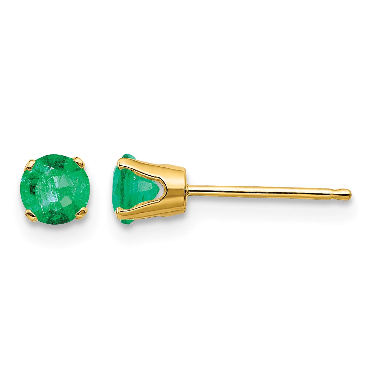 14k 4mm Round May/Emerald Post Earrings