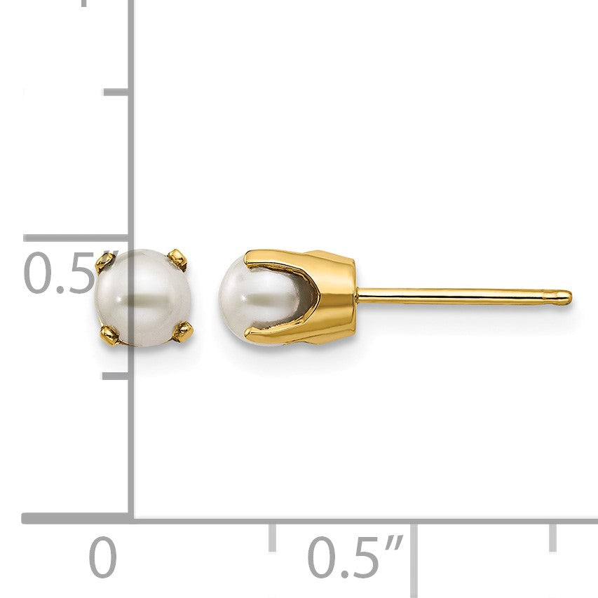 14k 4mm Round June/Freshwater Cultured Pearl Post Earrings