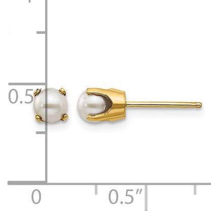 14k 4mm Round June/Freshwater Cultured Pearl Post Earrings