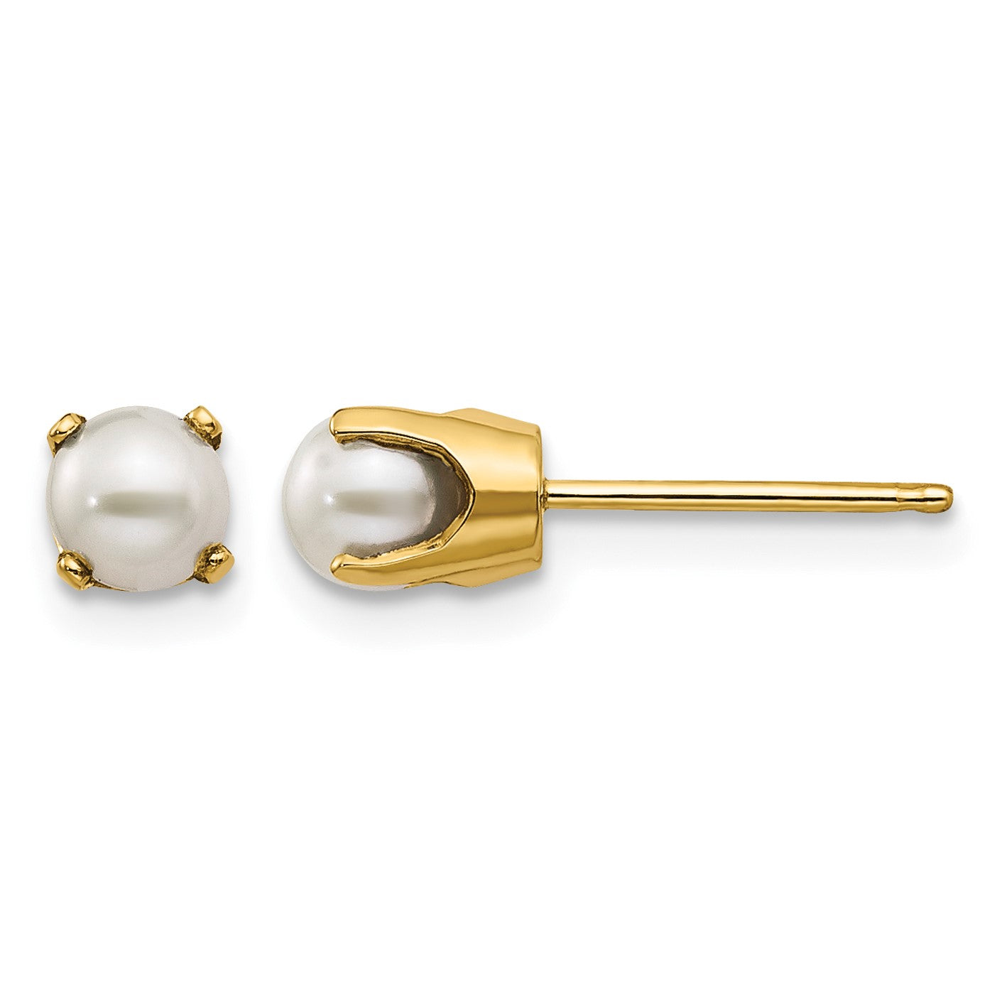 14k 4mm Round June/Freshwater Cultured Pearl Post Earrings
