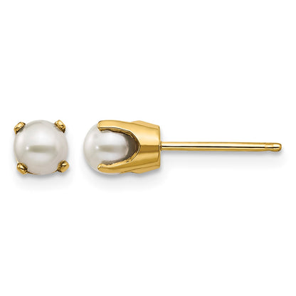 14k 4mm Round June/Freshwater Cultured Pearl Post Earrings