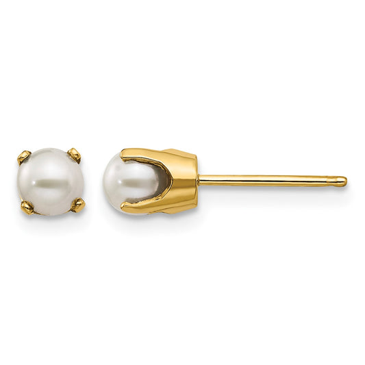 14k 4mm Round June/Freshwater Cultured Pearl Post Earrings